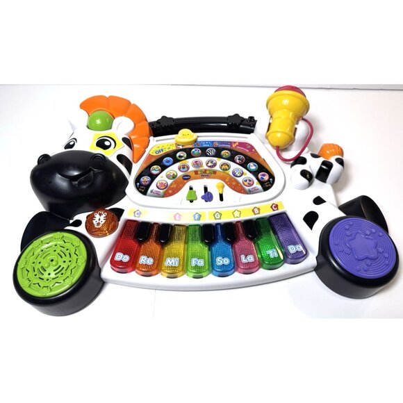 VTech Zoo Jamz Piano Zebra 4-In-1 Light-Up Instrument W/ Microphone Musical Toy - Picture 1 of 7